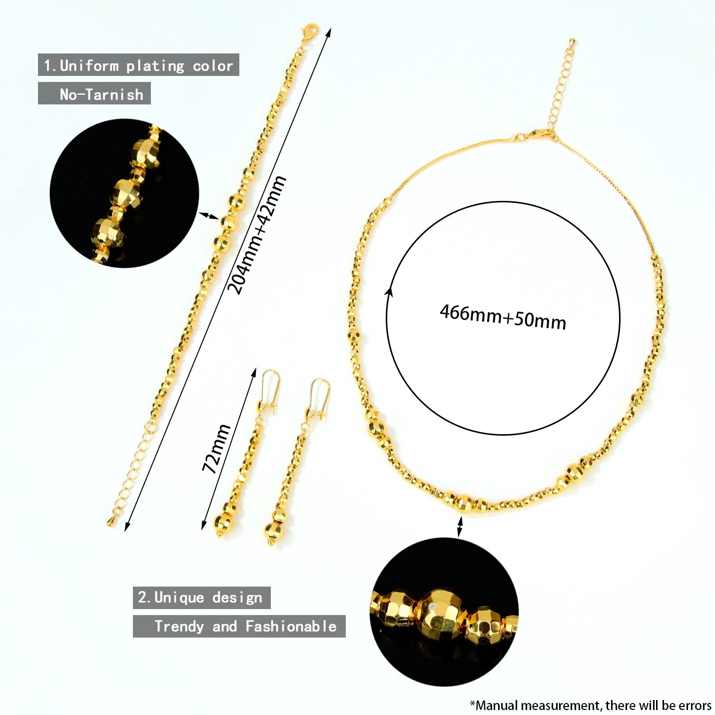 Parure perles plaquée or 21k – Style arabe