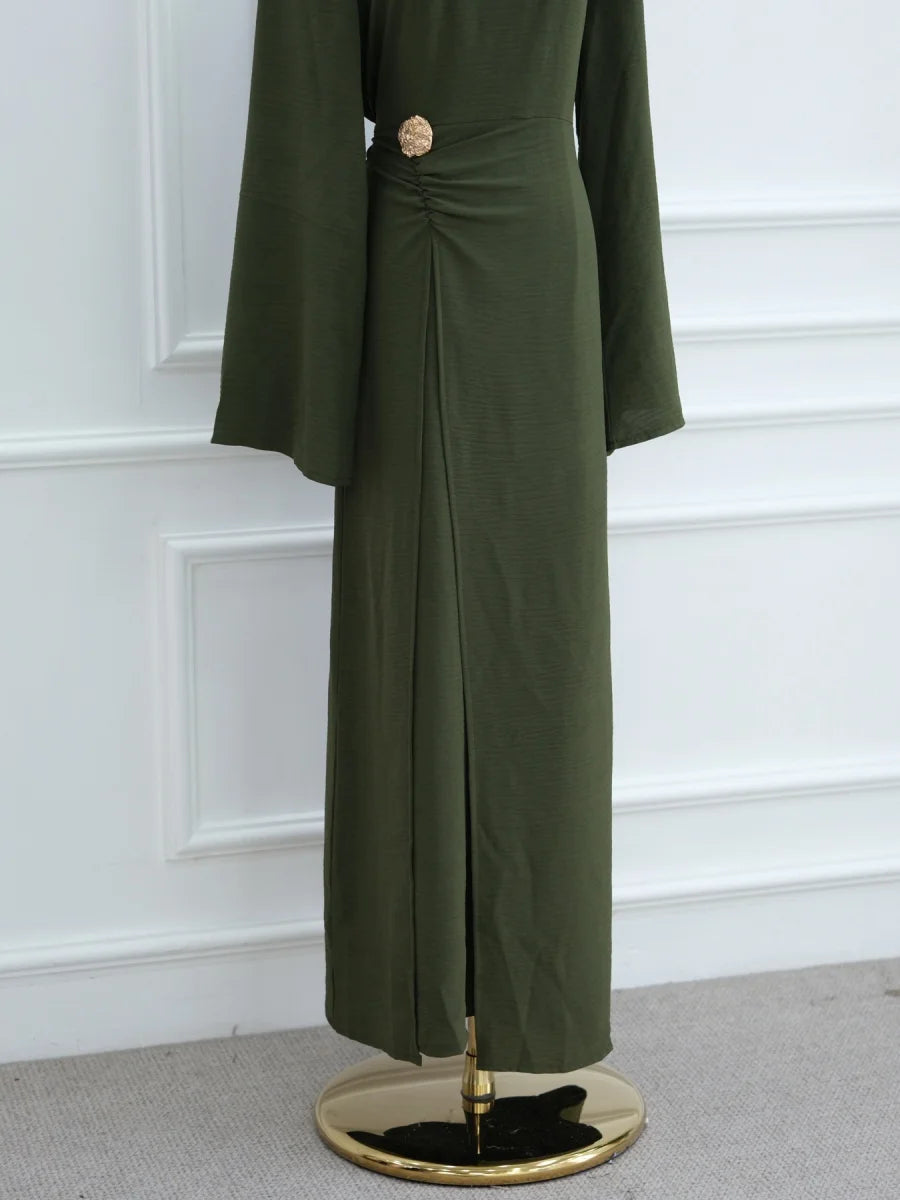 Abaya Femme Unie à Cordon – Robe Longue Modest Ramadan