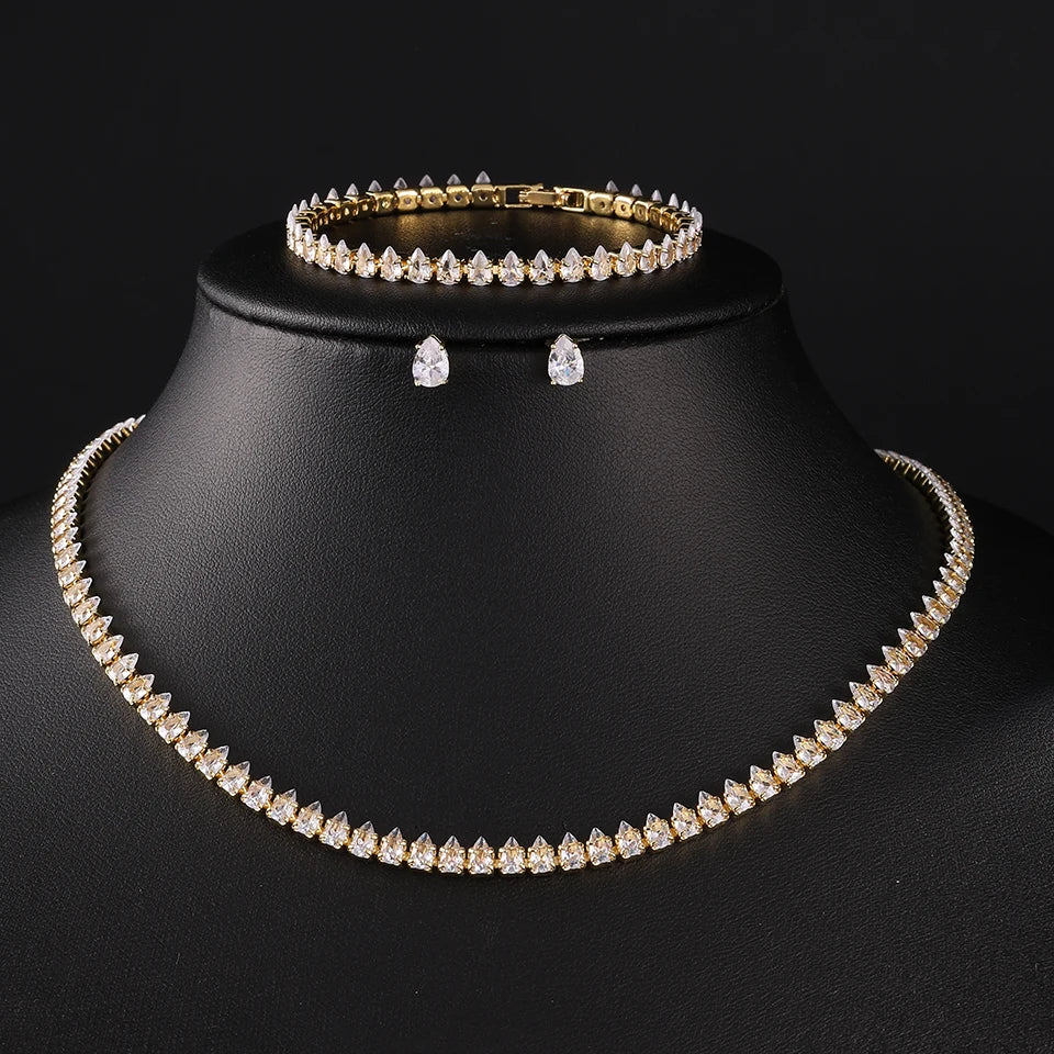 Parure collier & boucles d'oreilles zirconium AAA – Mariage