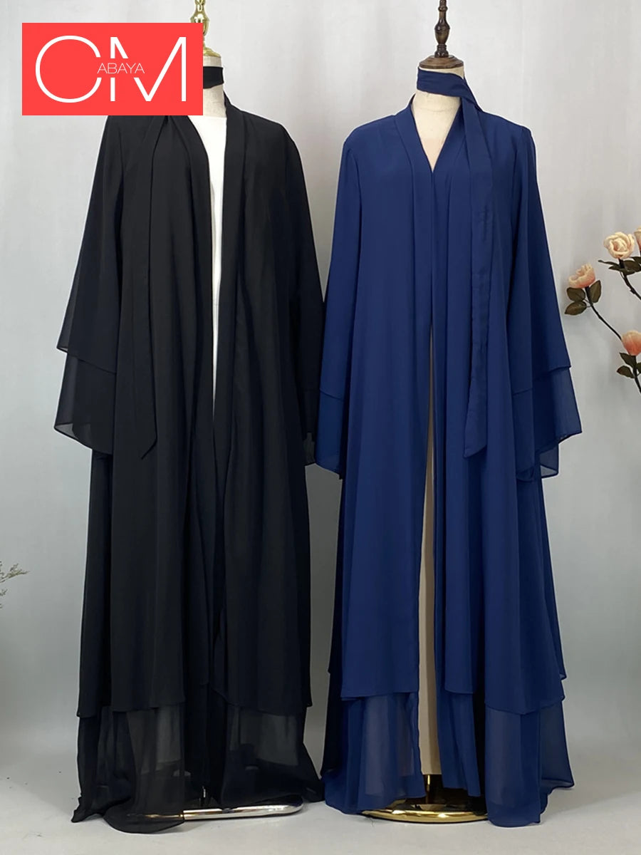 Abaya ouverte en mousseline – Style Kebaya