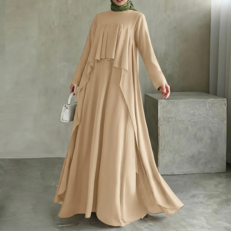 Abaya Femme Élégante Manches Longues – Robe Kaftan à Volants