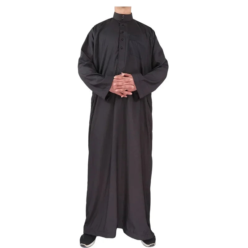 Qamis Homme Uni – Kaftan Jubba Islamique avec Bonnet