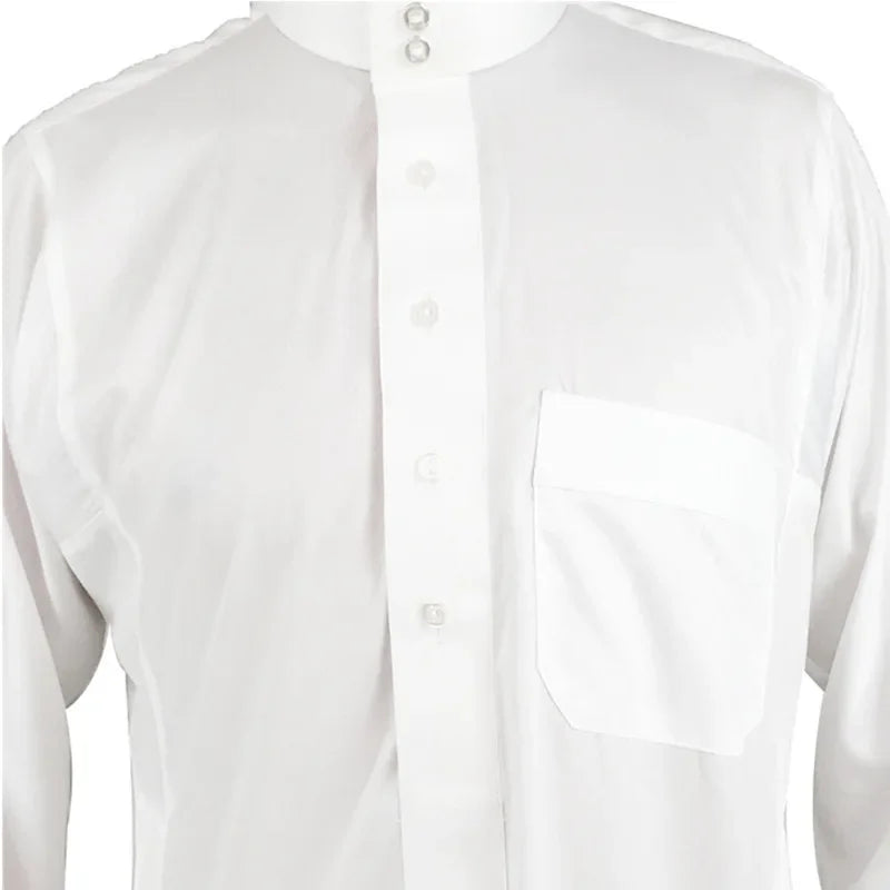 Qamis Homme Uni – Kaftan Jubba Islamique avec Bonnet