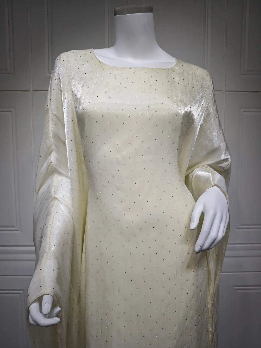 Abaya Ramadan Femme Manches Chauve-Souris Perlée