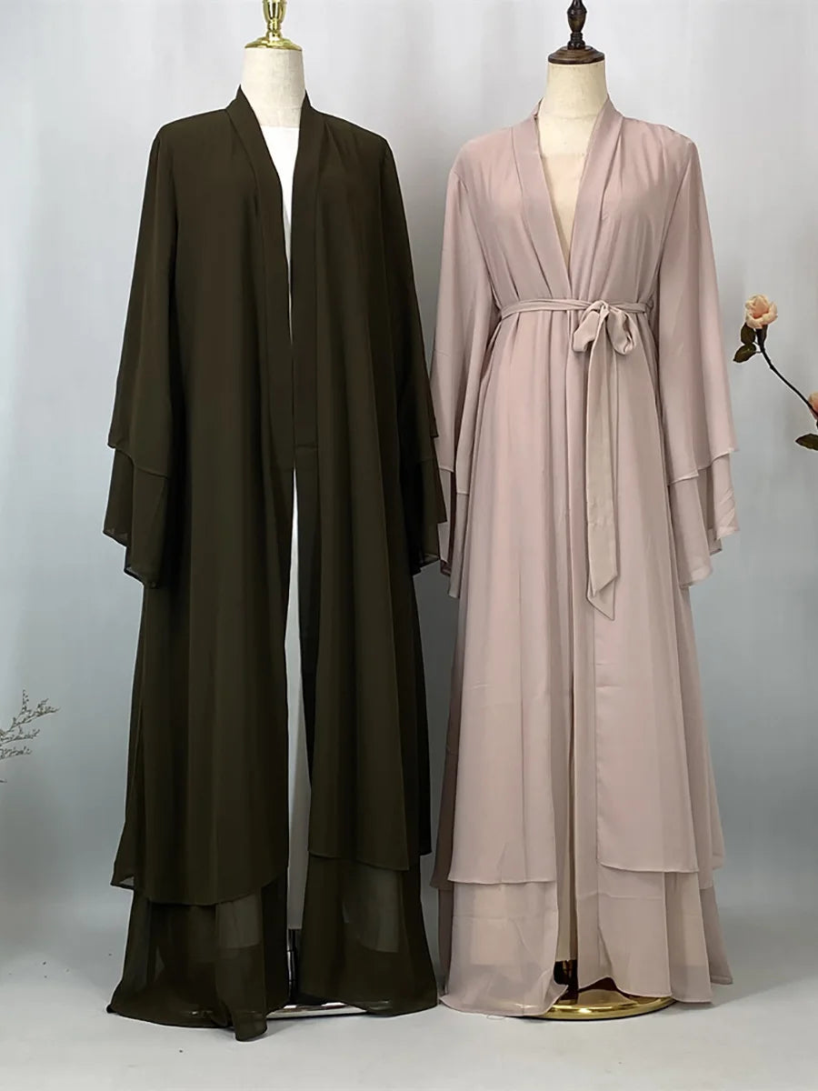 Abaya ouverte en mousseline – Style Kebaya