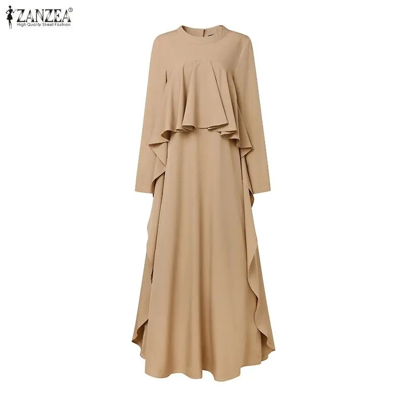 Abaya Femme Élégante Manches Longues – Robe Kaftan à Volants