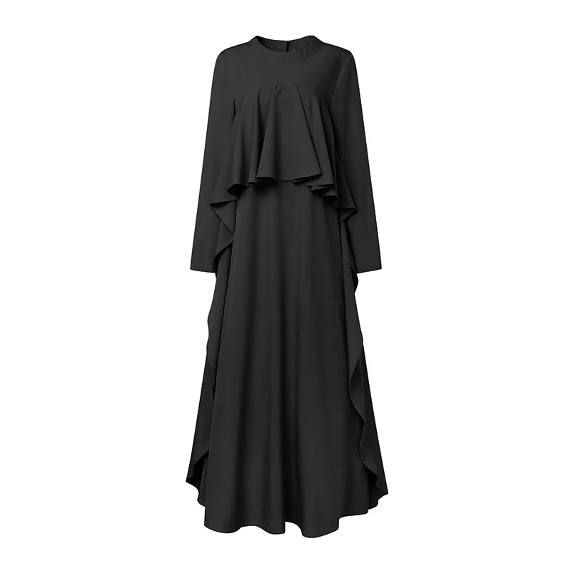 Abaya Femme Élégante Manches Longues – Robe Kaftan à Volants