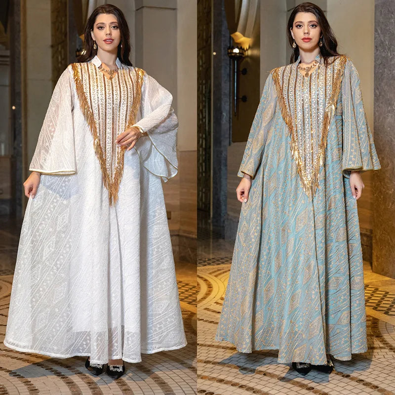 Abaya Femme Élégante Dentelle Brodée – Kaftan Marocain Soirée