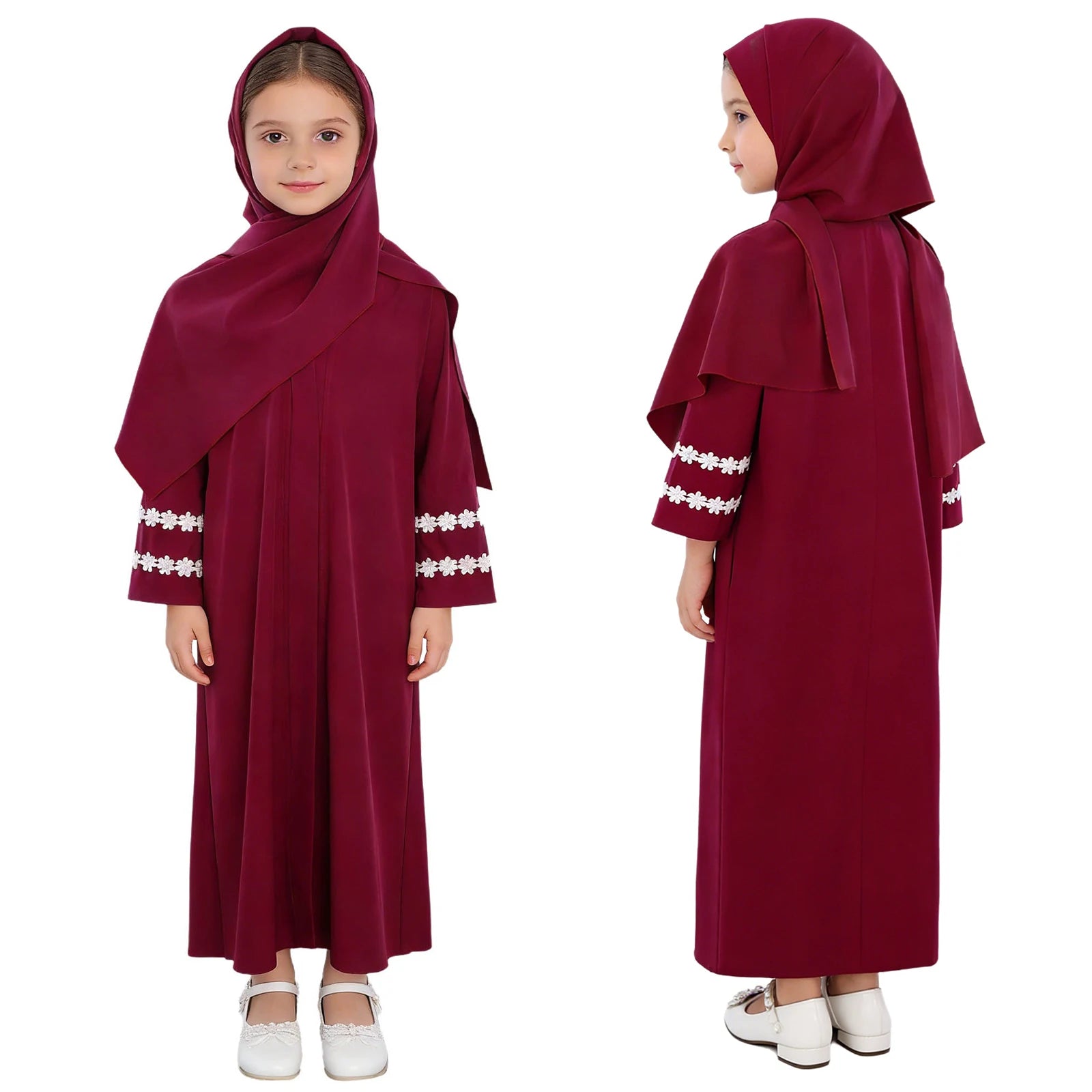 Abaya Fille avec Hijab – Robe Zippée Ramadan Eid