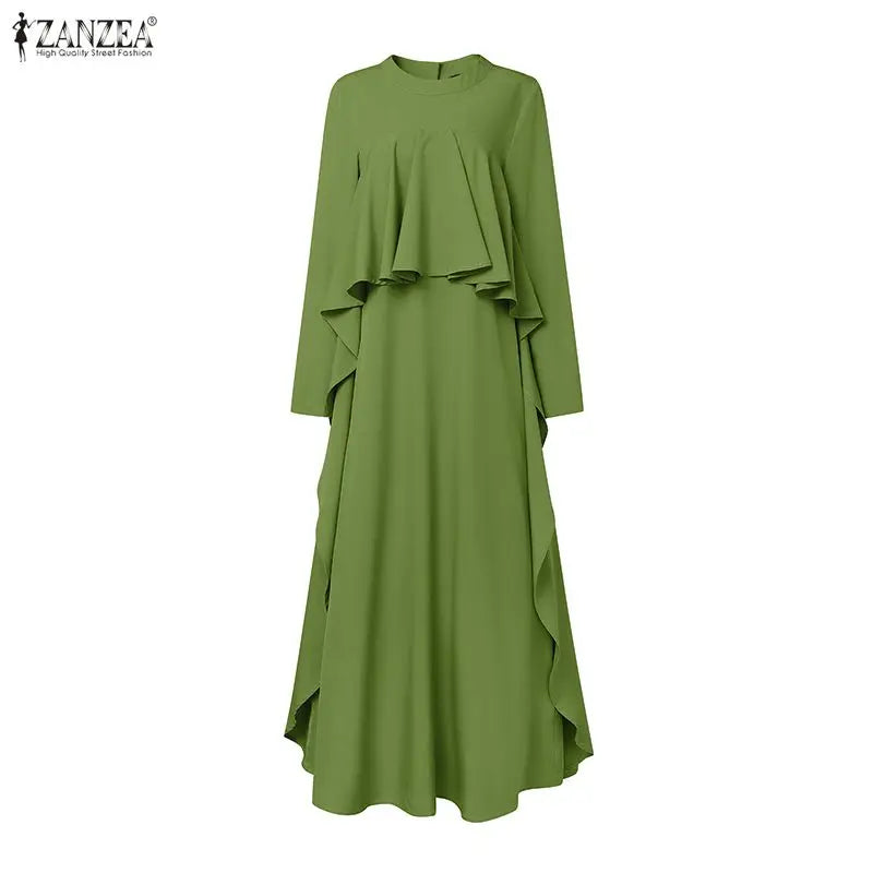 Abaya Femme Élégante Manches Longues – Robe Kaftan à Volants