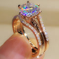 Bague solitaire 6 griffes zirconium – Or rose