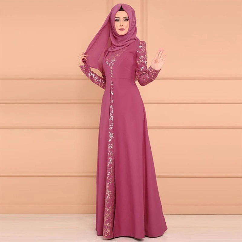 Abaya Femme Imprimée – Robe Longue Musulmane Maroc Ramadan