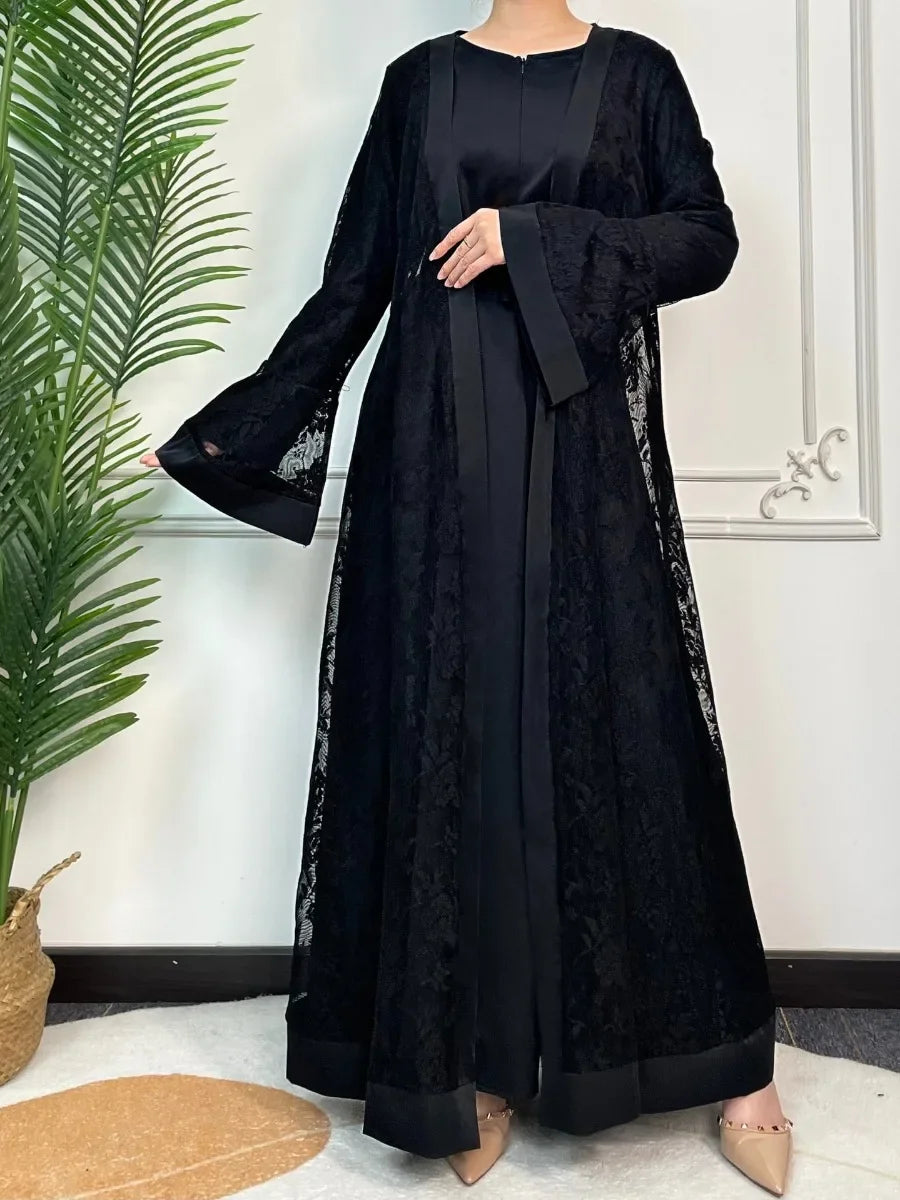 Ensemble 2 pièces abaya dentelle – Ramadan & Aïd