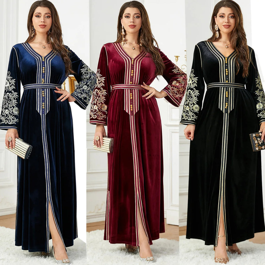 Abaya Femme Élégante Dentelle Brodée – Kaftan Marocain Soirée