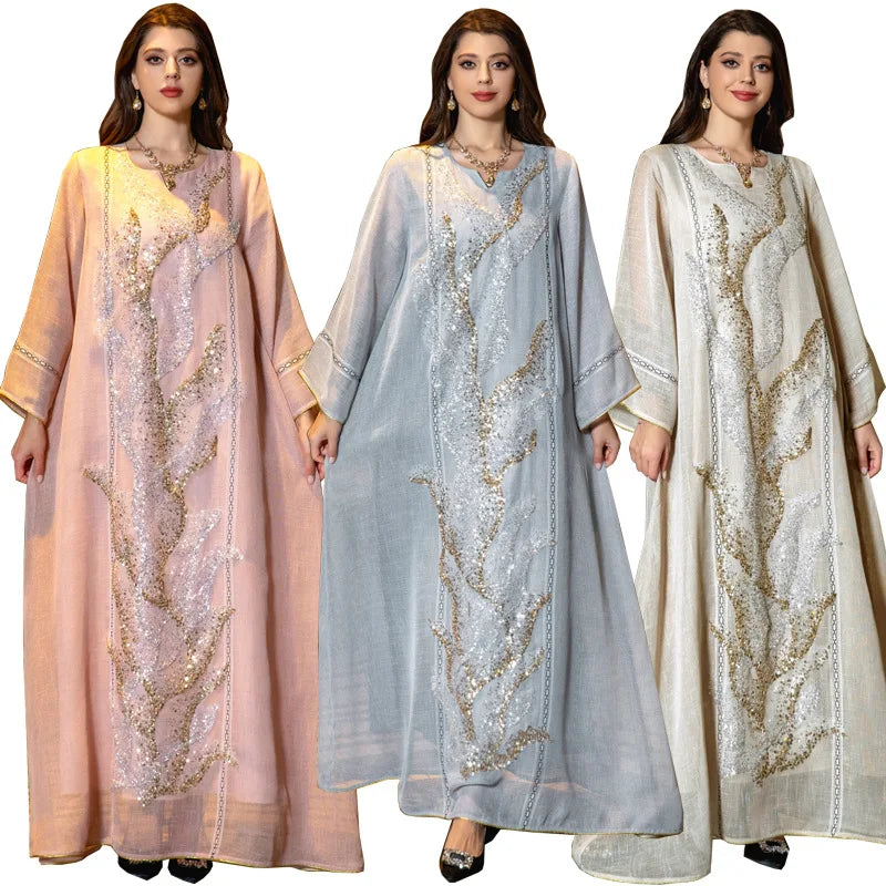 Abaya Femme Élégante Dentelle Brodée – Kaftan Marocain Soirée