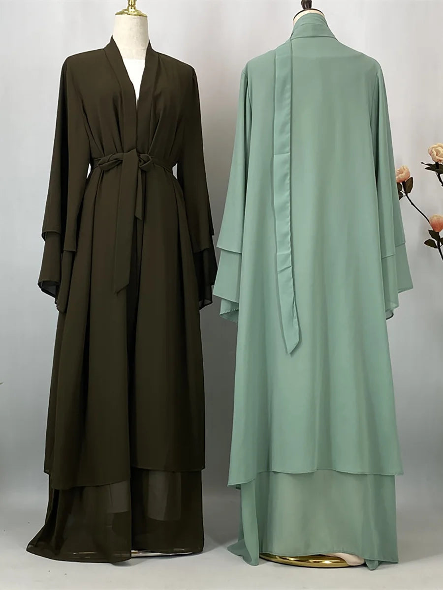 Abaya ouverte en mousseline – Style Kebaya